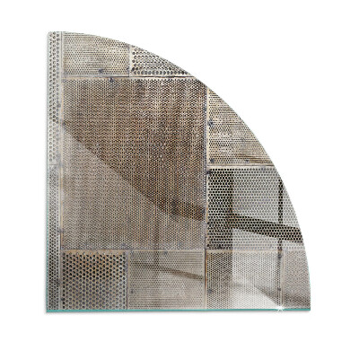 Fjärdedelscirkel glasskiva under braskamin Mönster av perforerad plåt