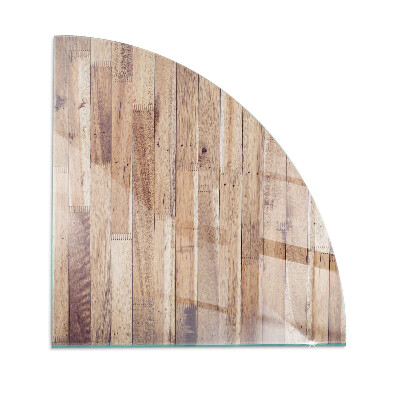 Fjärdedelscirkel glasskiva under kamin Träplank i mönster