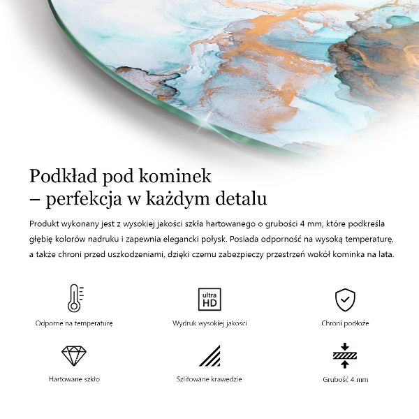 Fjärdedelscirkel glasskiva under braskamin Abstrakt strukturmönster