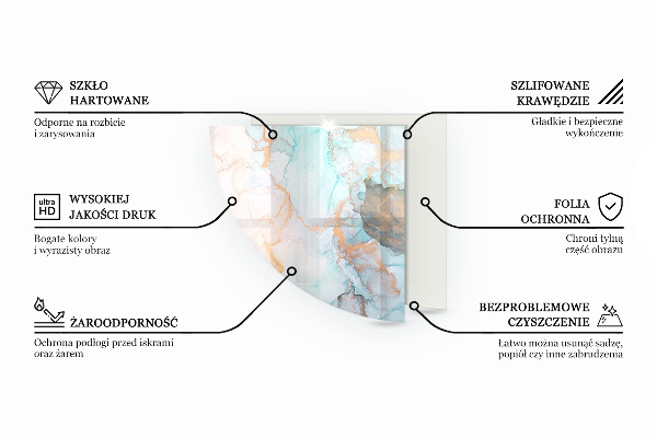 Fjärdedelscirkel glasskiva under braskamin Abstrakt geometriskt mönster