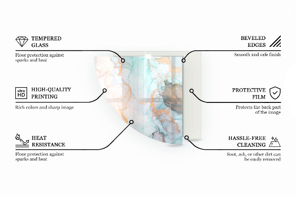Fjärdedelscirkel glasskiva under braskamin Geometriskt 3D-mönster