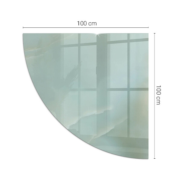 Fjärdedelscirkel glasskiva framför öppen spis Delikat marmormönster