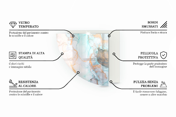 Fjärdedelscirkel glasskiva under kamin Färg Havsblå