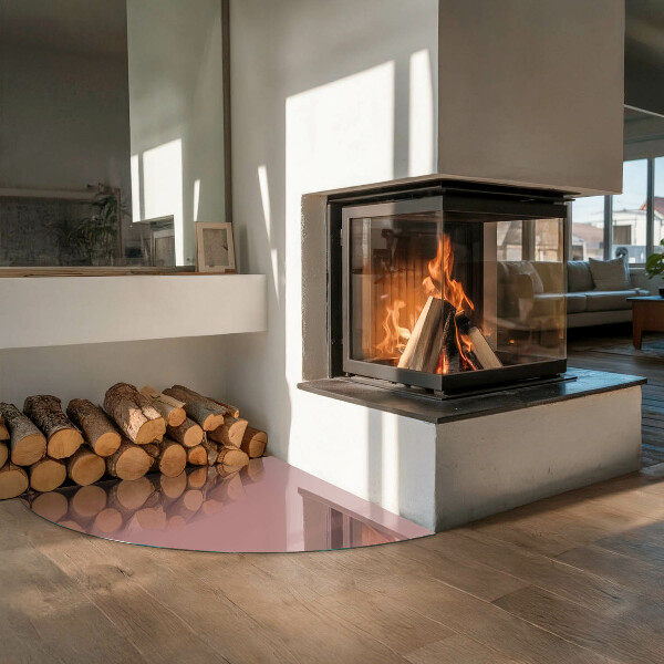 Fjärdedelscirkel glasskiva framför öppen spis Färg Rosa