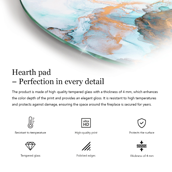 Fjärdedelscirkel glasskiva under kamin Färg Grågrön