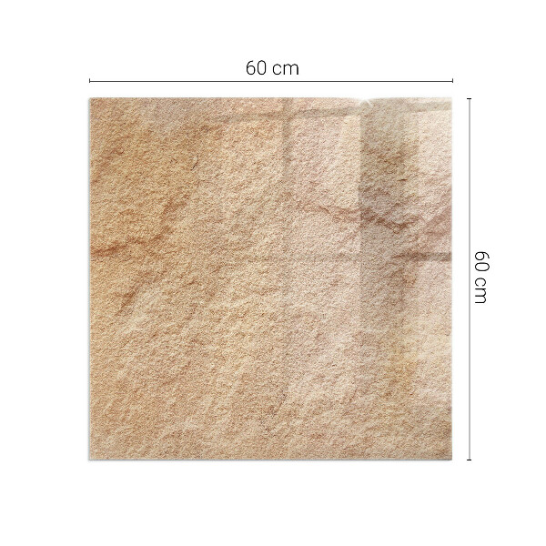 Kvadratisk glasskiva framför öppen spis Struktur av natursten