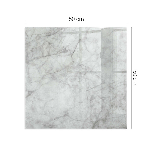 Kvadratisk glasskiva framför öppen spis Marmormönster