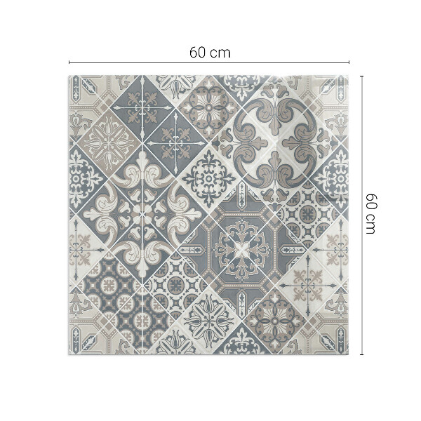 Kvadratisk glasskiva framför öppen spis Dekorativt mosaikmönster