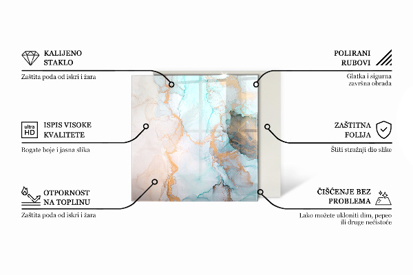 Kvadratisk glasskiva under braskamin Abstrakta vågor och linjer
