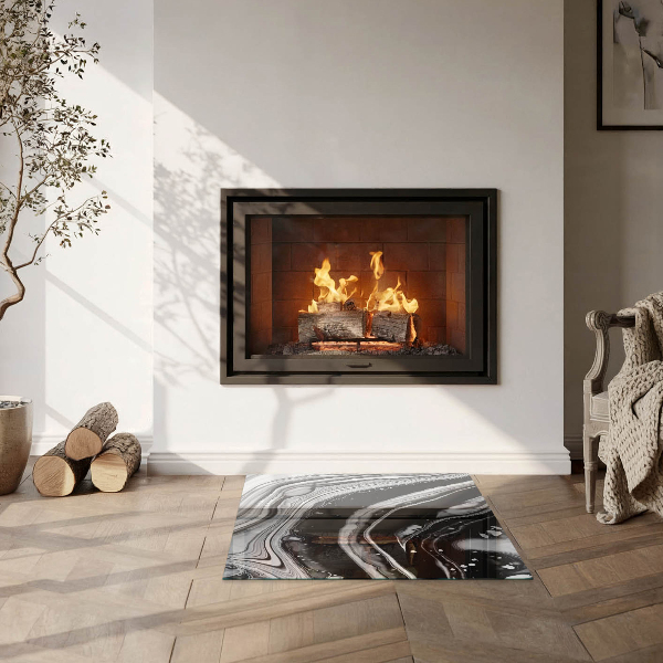 Kvadratisk glasskiva under braskamin Abstrakta vågor och linjer