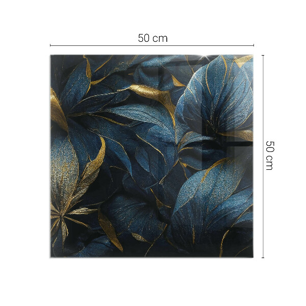 Kvadratisk glasskiva under kamin Eleganta blad i textur