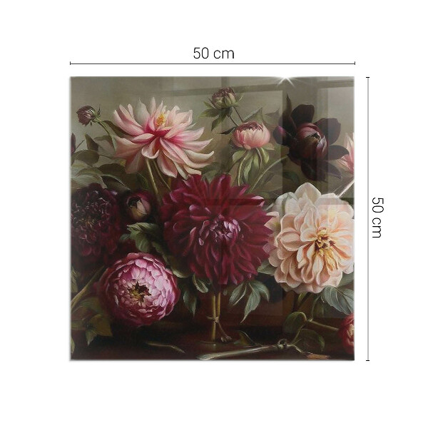 Kvadratisk glasskiva under braskamin Blombukett i detalj