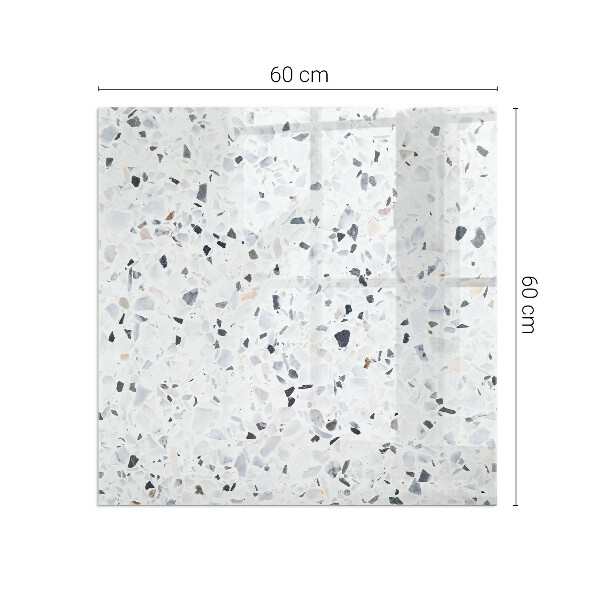 Kvadratisk glasskiva under braskamin Stenmönster med små partiklar