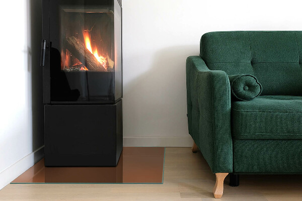 Kvadratisk glasskiva under braskamin Färg Brun