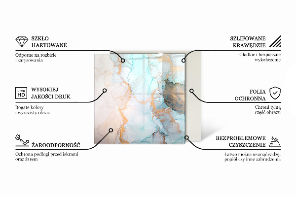 Kvadratisk glasskiva framför öppen spis Färg Beige