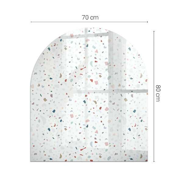 Halvoval glasskiva framför öppen spis Mönster med små former