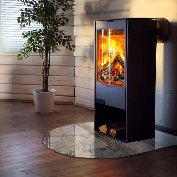 Halvoval glasskiva för öppen spis Plankor i olika nyanser