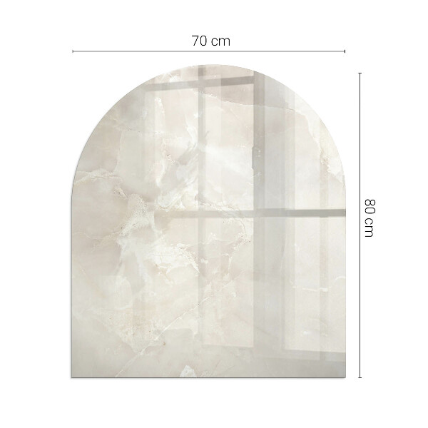 Halvoval glasskiva under kamin Naturligt marmormönster