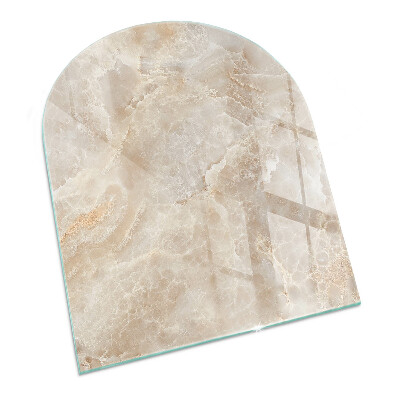 Halvoval glasskiva framför öppen spis Naturligt stenmönster