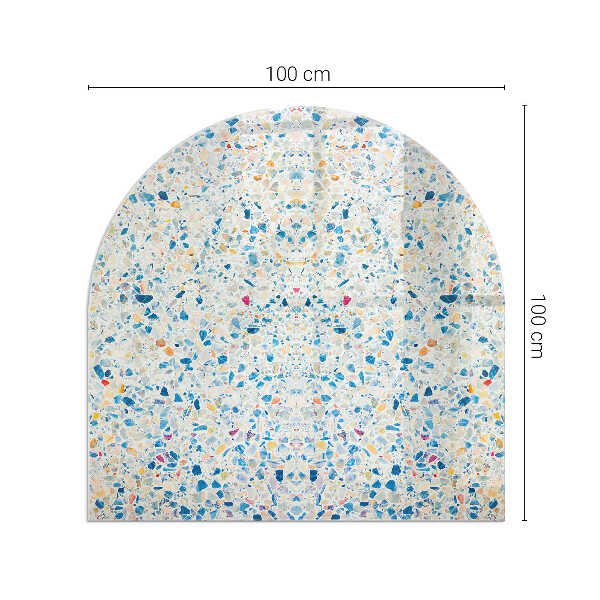 Halvoval glasskiva framför öppen spis Abstrakt strukturmönster