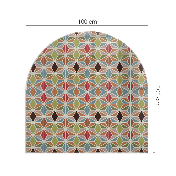 Halvoval glasskiva under kamin Polygonala mönster i rutnät