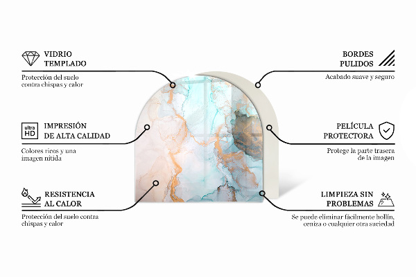 Halvoval glasskiva för öppen spis Mosaikmönster på kakel