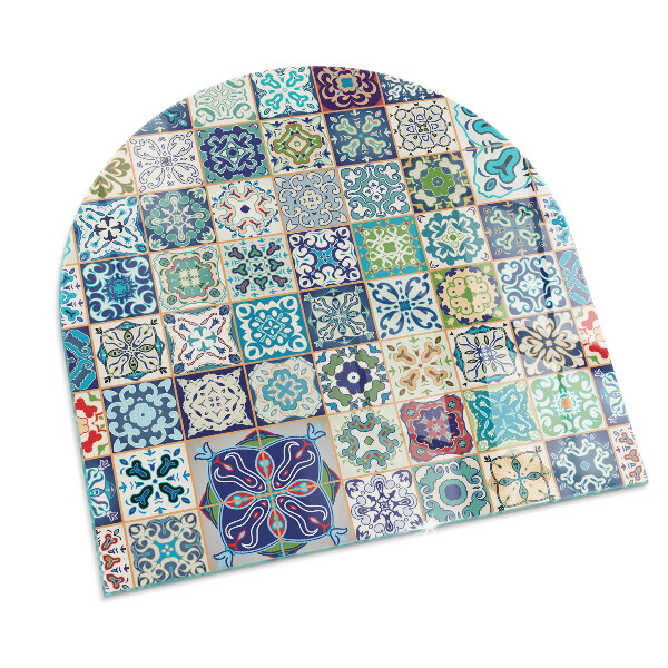 Halvoval glasskiva för öppen spis Mosaikmönster på kakel