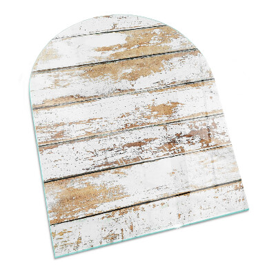 Halvoval glasskiva för öppen spis Sliten träplanka