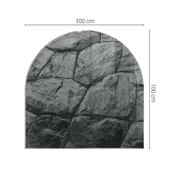 Halvoval glasskiva under kamin Naturligt stenmönster