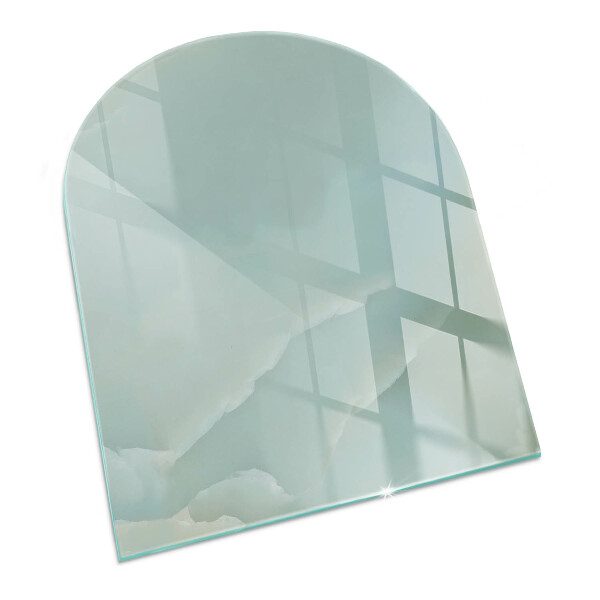 Halvoval glasskiva för öppen spis Delikat marmormönster