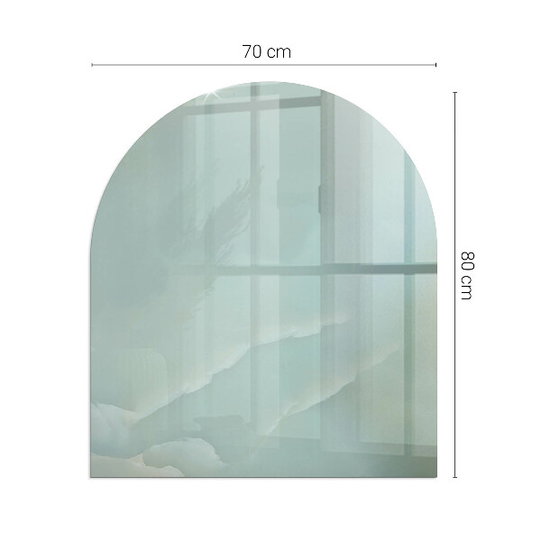 Halvoval glasskiva för öppen spis Delikat marmormönster