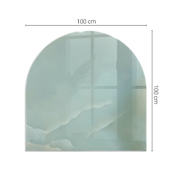 Halvoval glasskiva för öppen spis Delikat marmormönster