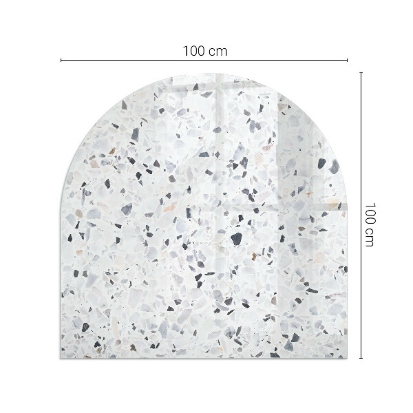 Halvoval glasskiva för öppen spis Stenmönster med små partiklar