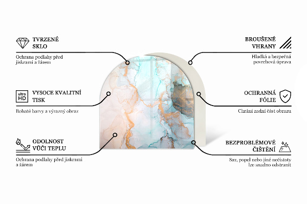 Halvoval glasskiva under kamin Färg Gråbrun