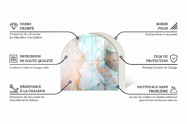 Halvoval glasskiva under kamin Färg Vit