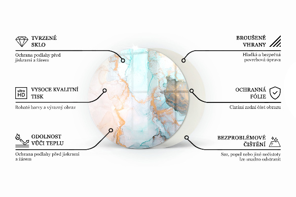 Runda glasskiva framför öppen spis Ljus trästruktur