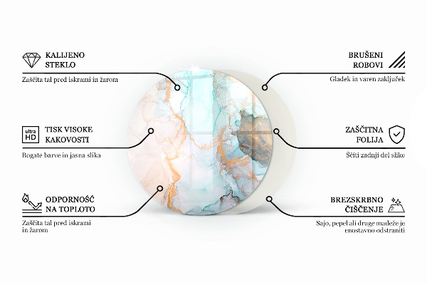 Runda glasskiva för öppen spis Textur av rå betong