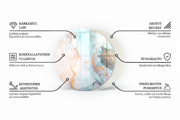 Runda glasskiva för öppen spis Dekorativt mosaikmönster