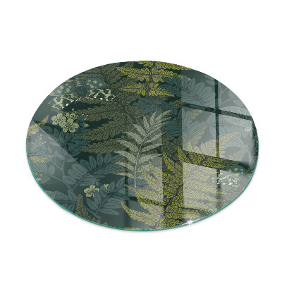 Runda glasskiva för öppen spis Växtmotiv med fjärilar