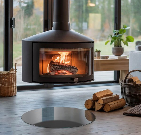 Runda golvskydd till eldstäder Färg Gråbrun