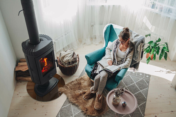 Runda glasskiva framför öppen spis Färg Brun