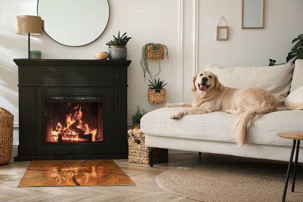 Rektangulär glasskiva under kamin Trädårringar i tvärsnitt