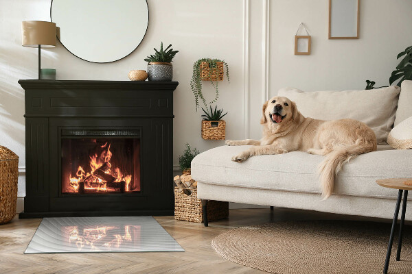 Rektangulär glasskiva framför öppen spis Vågor av mjuka linjer