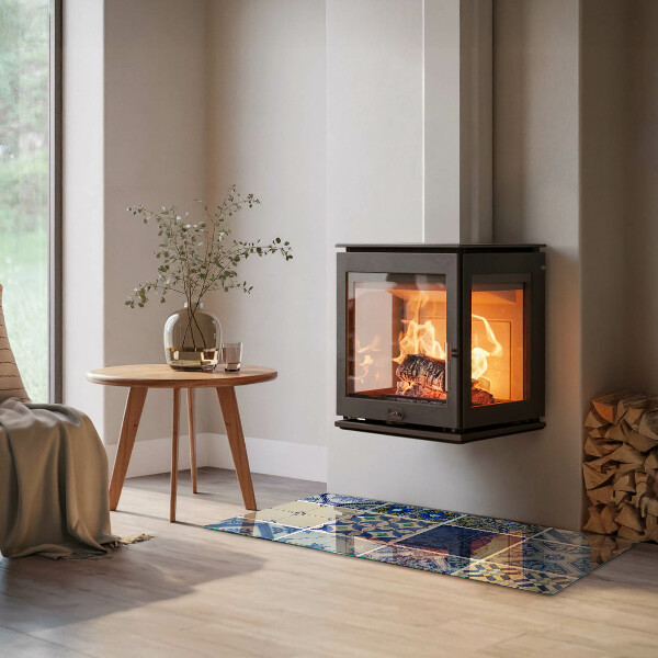 Rektangulär glasskiva under kamin Mönster av keramiska kakelplattor