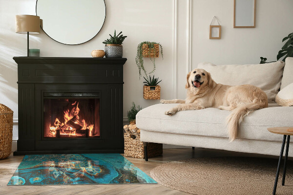 Rektangulär glasskiva under braskamin Abstrakt organiskt mönster