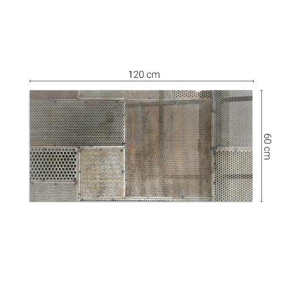 Rektangulär glasskiva under kamin Mönster av perforerad plåt