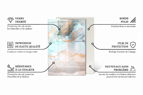Rektangulär glasskiva framför öppen spis Textur av rå betong