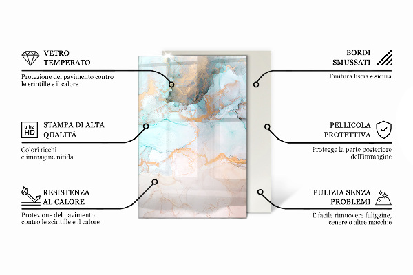 Rektangulär glasskiva framför öppen spis Naturligt stenmönster