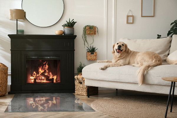 Rektangulär glasskiva under kamin Rå ytstruktur