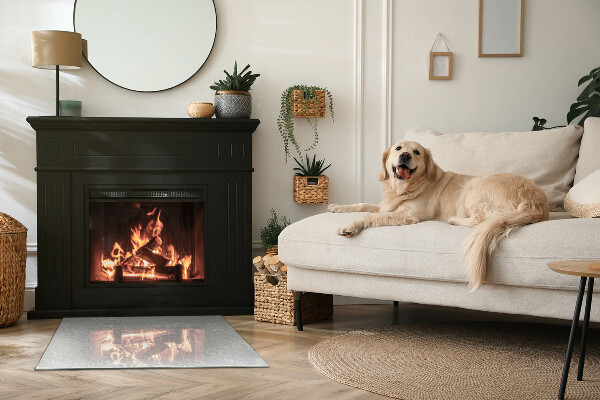 Rektangulär glasskiva under kamin Elegant växtmönster